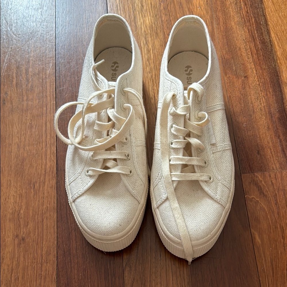 Superga Cream Canvas Sneakers